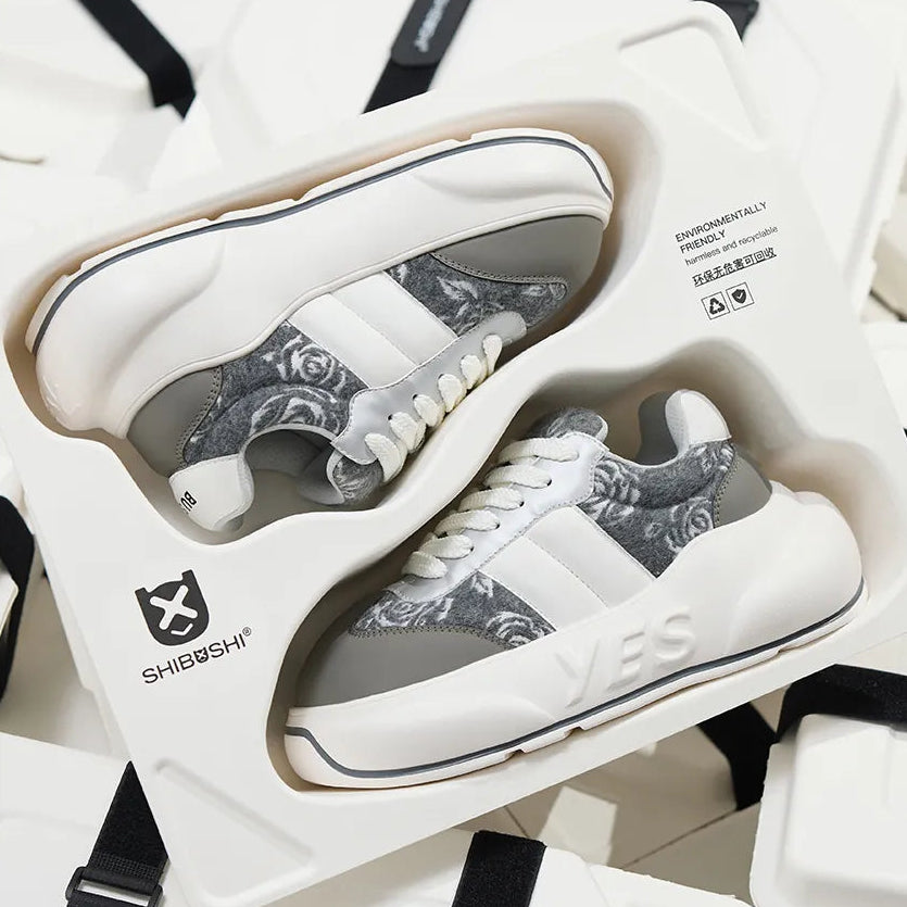 SHIBUSHI floral gray platform sneakers