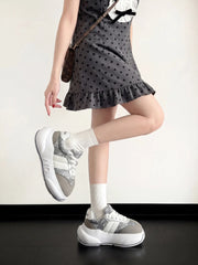 Silver Rose Chunk – Gray & White Platform Sneakers