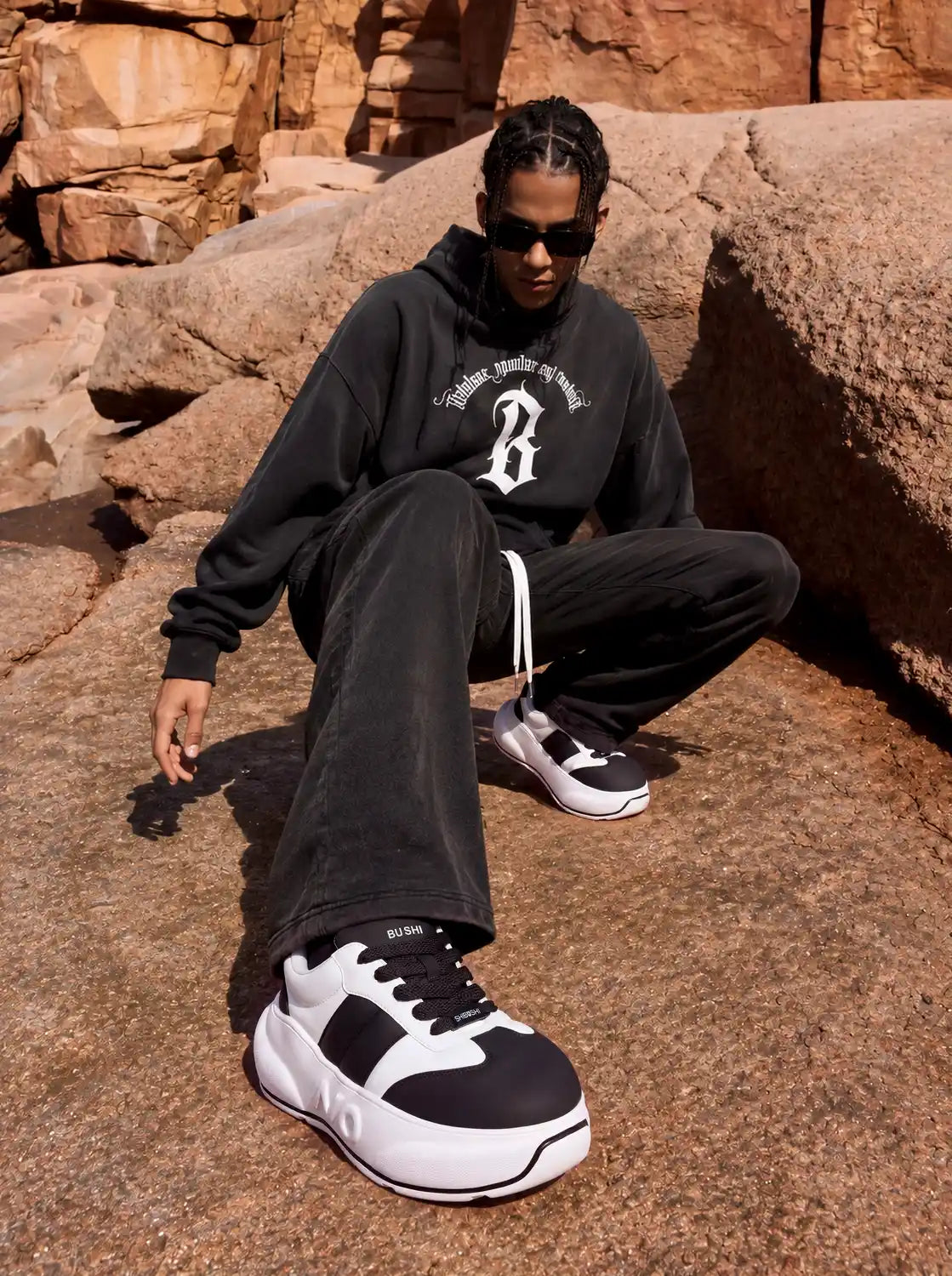 Panda Chunk – Black & White Platform Sneakers