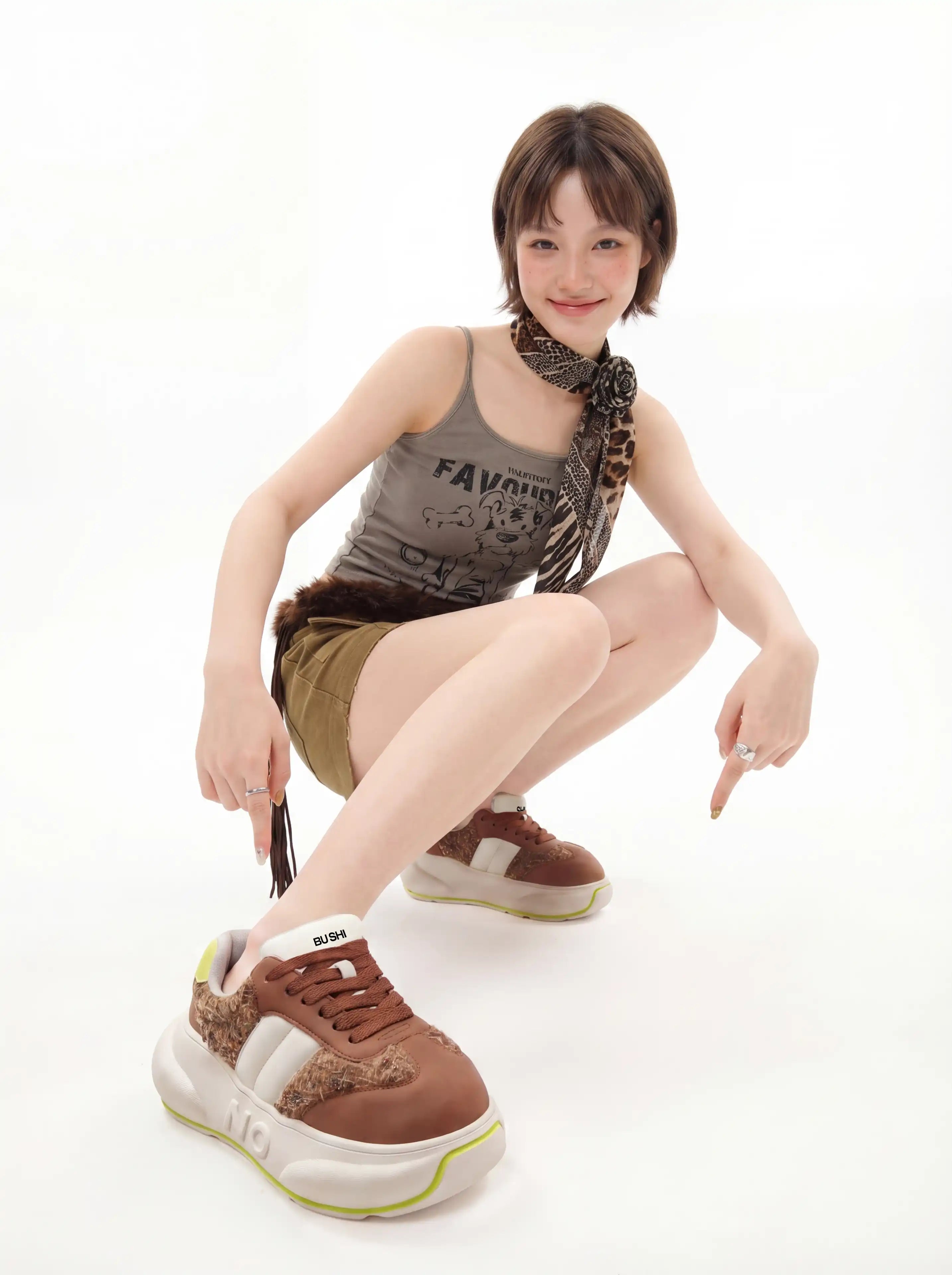 Chocolate Chunk – Sneakers con plateau marroni