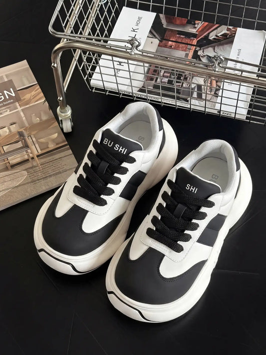 Panda Chunk – Black & White Platform Sneakers