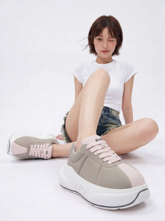 Dune Rose Chunk – Sneakers cu platformă în nuanțe taupe și roz