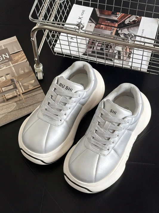 Silver Chunk – Sneakers con plateau argento metallizzato