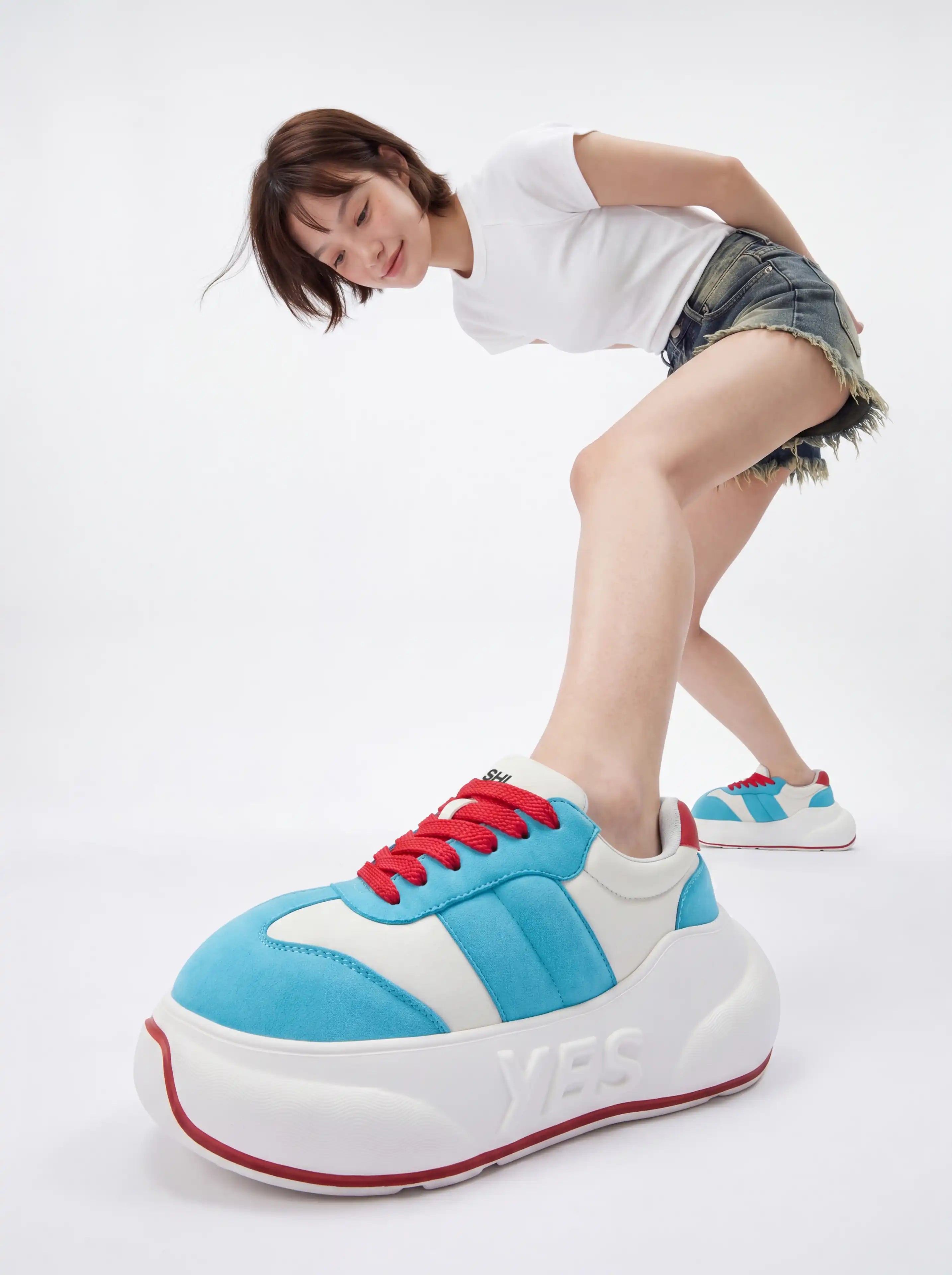 Cyan Chunk – Sneakers cu platformă albastru-cian