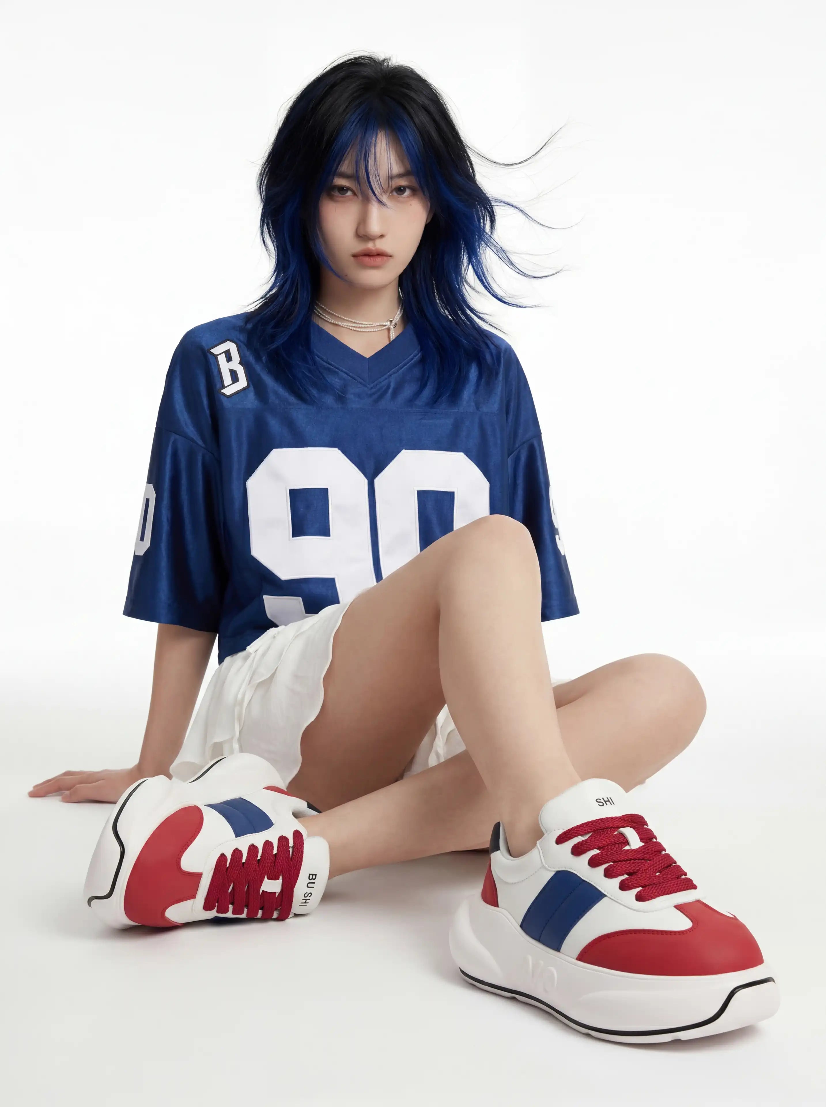 Varsity Chunk – Red, White & Blue Platform Sneakers
