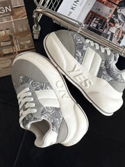 Silver Rose Chunk – Gray & White Platform Sneakers