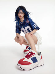 Varsity Chunk – Red, White & Blue Platform Sneakers