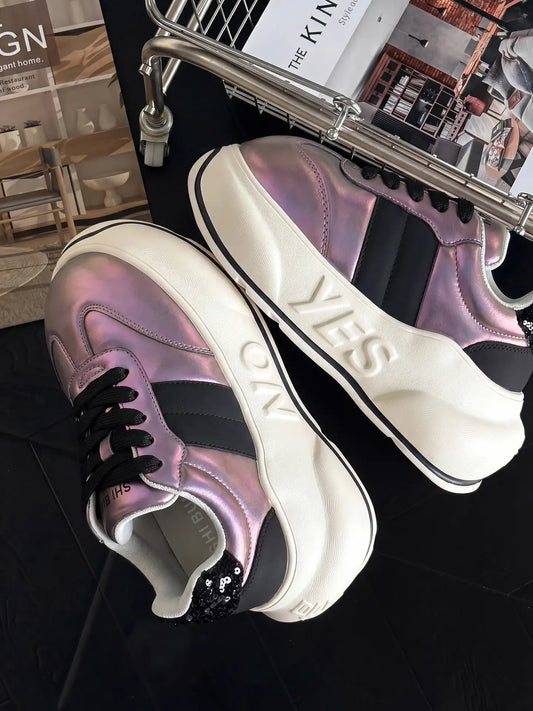 Prism Chunk – Iriserende lilla plateausneakers