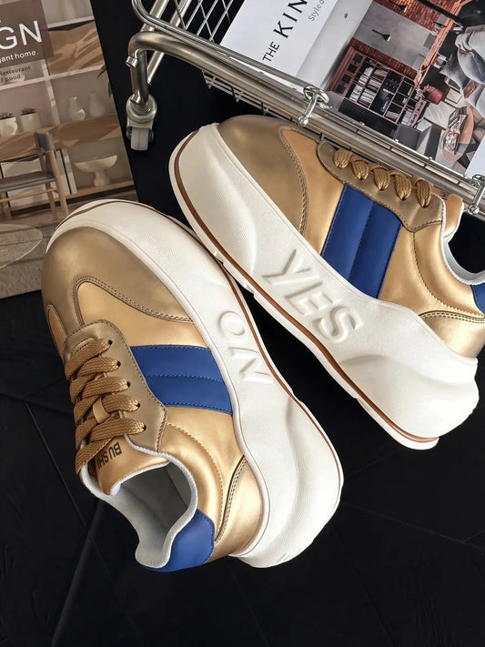 Gold Chunk – Sneakers con plateau oro metallizzato