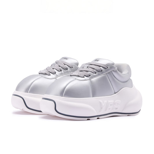 Silver Chunk – Metallic Silver Platform Sneakers