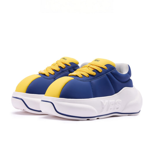 Cobalt Chunk – Blue & Ochre Platform Sneakers