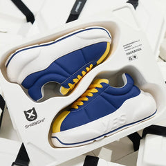 Cobalt Chunk – Blue & Ochre Platform Sneakers