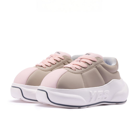 Dune Rose Chunk – Taupe & Pink Platform Sneakers