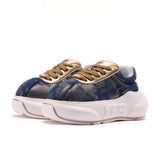 Gilded Indigo Chunk – Blue & Gold Platform Sneakers