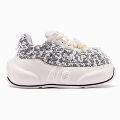 Tweed Chunk – Black & White Platform Sneakers