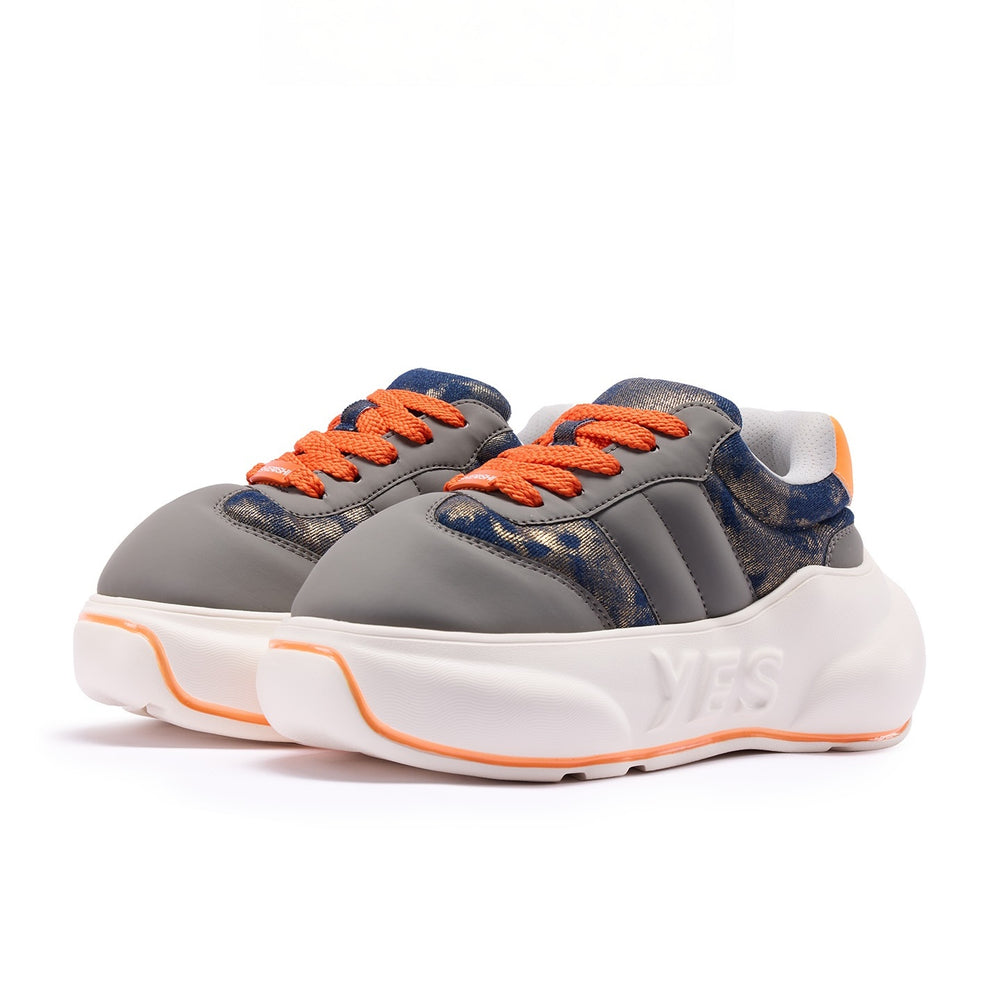 Signal Chunk – Navy & Orange Platform Sneakers
