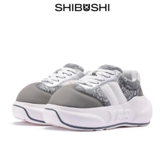 Silver Rose Chunk – Gray & White Platform Sneakers