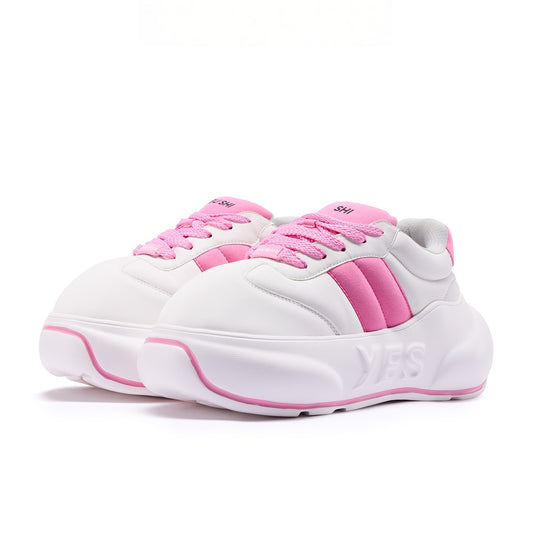 Peony Chunk – Lyserøde og hvide sneakers med plateausål
