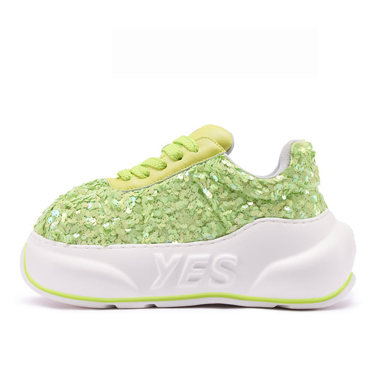 Glitter Lime Chunk – Lime Green Glitter Platform Sneakers