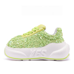 Glitter Lime Chunk – Lime Green Glitter Platform Sneakers