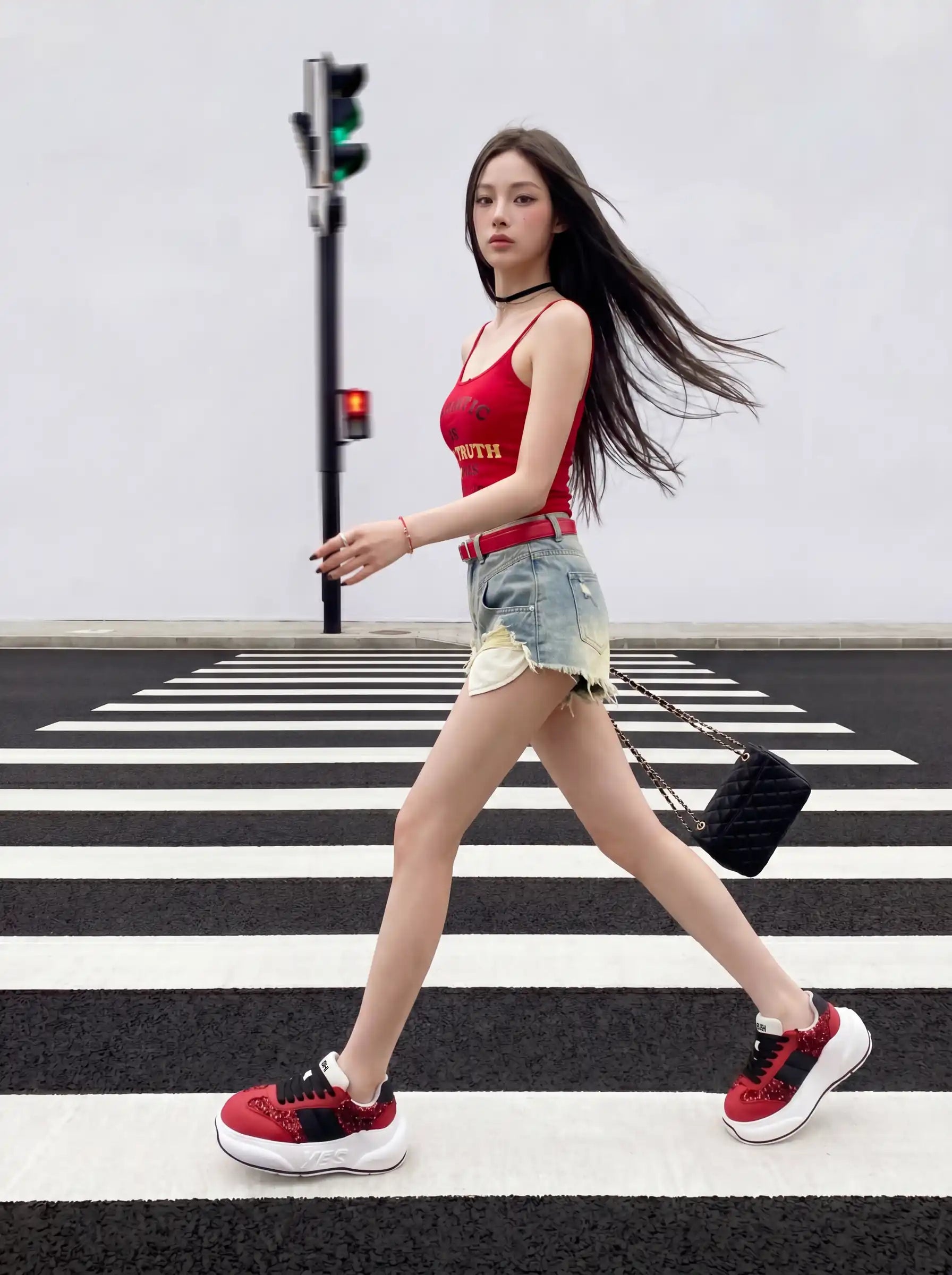 Crimson Chunk – Red & Black Platform Sneakers