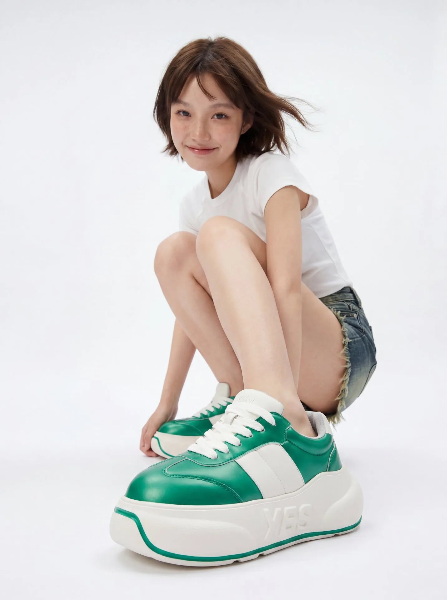 Jade Chunk – Green Platform Sneakers